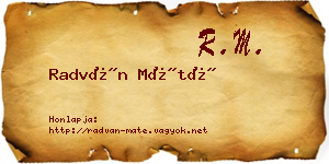 Radván Máté névjegykártya